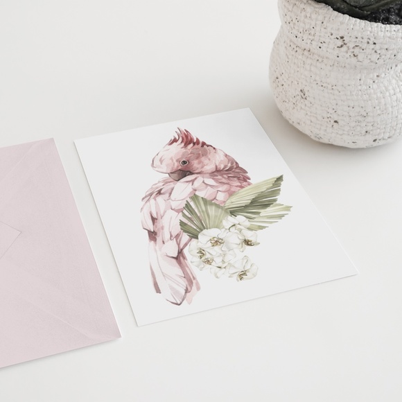 Pink Cockatoo Watercolor Illustration Wall Art Print Unframed - Picture 4 of 11